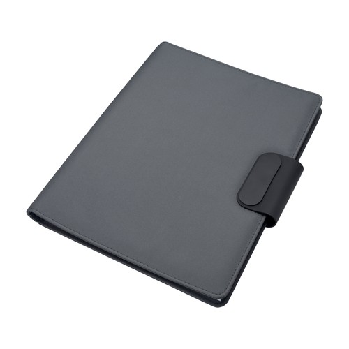 A4 organizer folder in Rpet with lock and magnetic closure that lights up