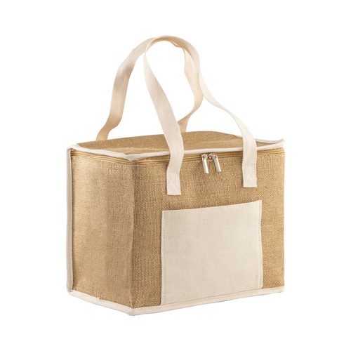 Sac isotherme en toile de jute avec intérieur argenté personnalisé