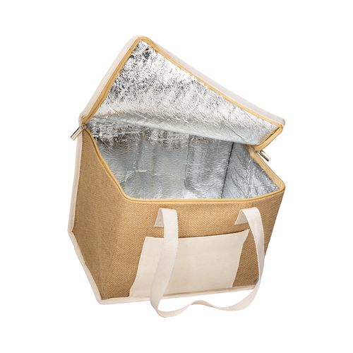 Sac isotherme en toile de jute avec intérieur argenté - 3