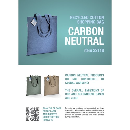 Sac à dos carbon neutral en coton recyclé, effet mélange 280 gr/m2 - 3