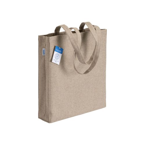 Tote bag carbon neutral en coton recyclé 280 g/m2, anses longues et soufflet - 1