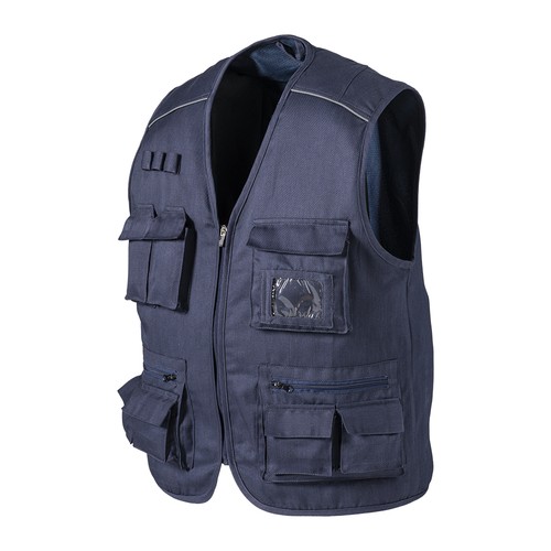 Gilet à multiples poches en polycoton, fermeture à glissière, 5 poches à l'avant - 2