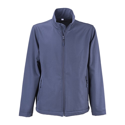 Softshell jacket with fleece interior, two side pockets and zipper closure.