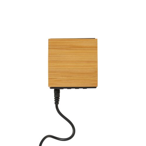 Horloge réveil et display température à LED blanche, en bambou - 4