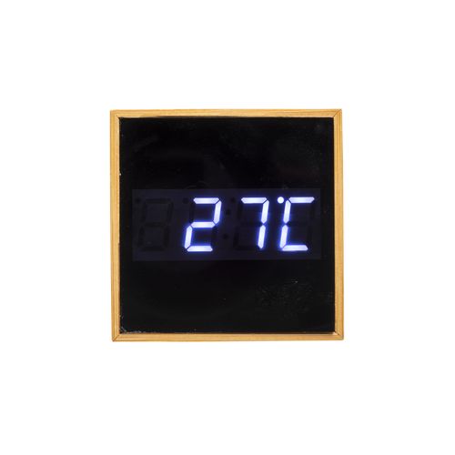 Horloge réveil et display température à LED blanche, en bambou - 6
