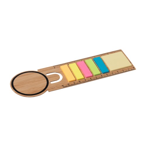 Règle marque-pages en bambou. Inclut 25 post-it medium et 125 post-it mini - 2
