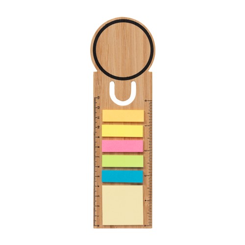 Règle marque-pages en bambou. Inclut 25 post-it medium et 125 post-it mini - 3