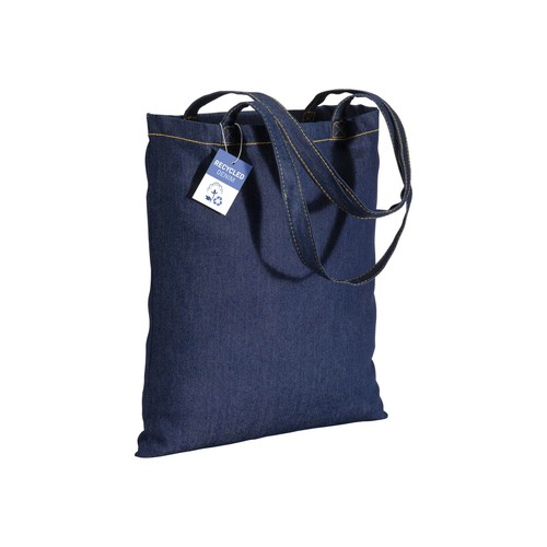 Tote bag en coton denim recyclé, 180 g/m2, anses longues - 1