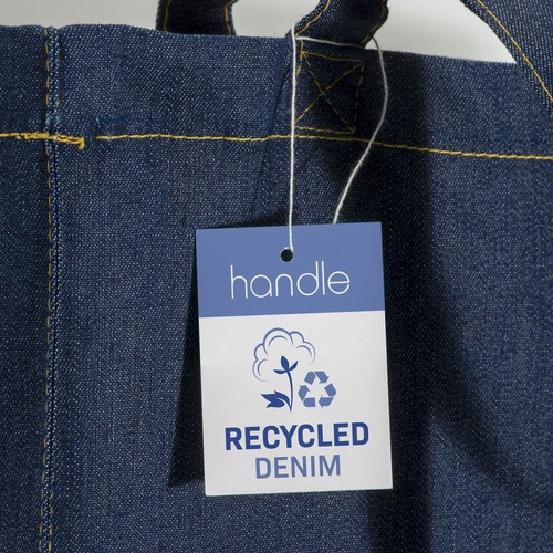 Tote bag en coton denim recyclé, 180 g/m2, anses longues - 3
