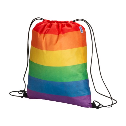 Sac à dos arc-en-ciel personnalisé en R-PET 70 gr/m2 avec fermeture avec cordon