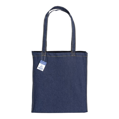 Tote bag en coton denim recyclé, 180 g/m2, anses longues et soufflet - 2