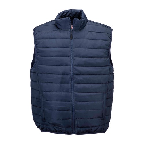 Padded 50D polyester vest with 210T polyester lining and 2 pockets with zip