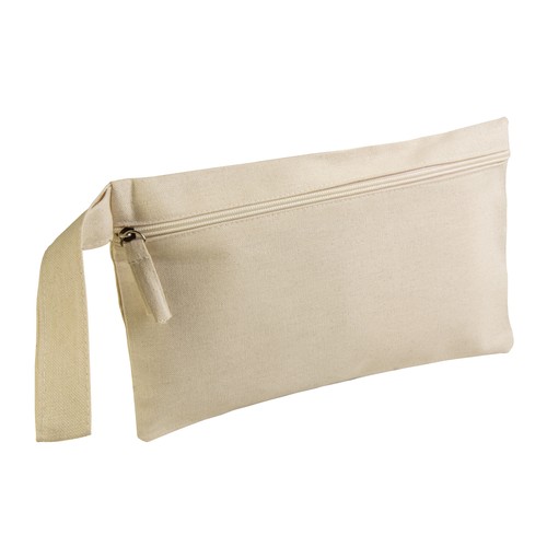 Porte documents en coton personnalisé avec fermeture zip et poignée pratique