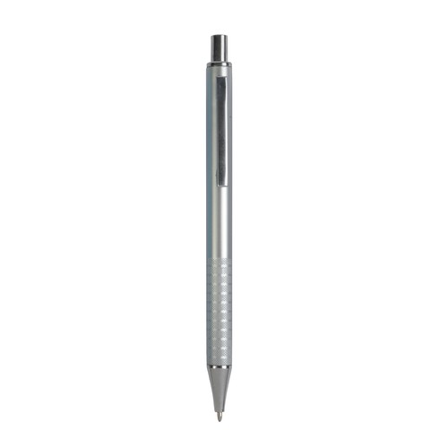 Stylo à poussoir en plastique personnalisé avec manche cannelé et clip en métal