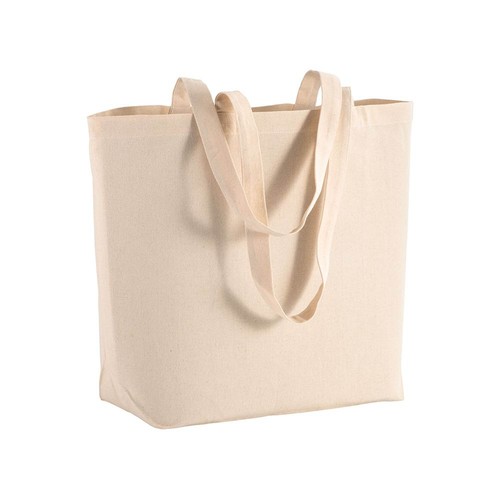 Shopper avec soufflet à la base en coton 135 g/m2, anses longues - 1
