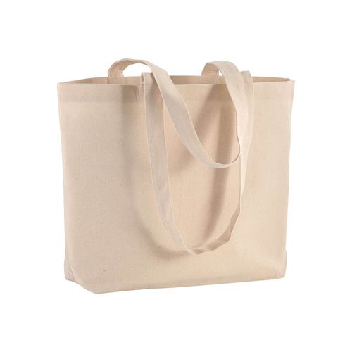 Shopper avec soufflet à la base en coton 120 g/m2, anses longues - 1