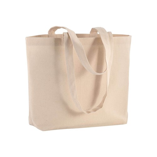 Shopper avec soufflet à la base en coton 120 g/m2, anses longues - 1