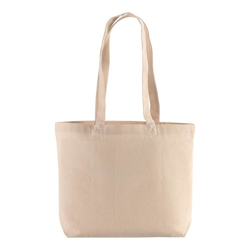 Shopper avec soufflet à la base en coton 120 g/m2, anses longues - 2