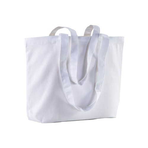 BOLSA SHOPPER DE ALGODÓN CON ASAS LARGAS Y FUELLE