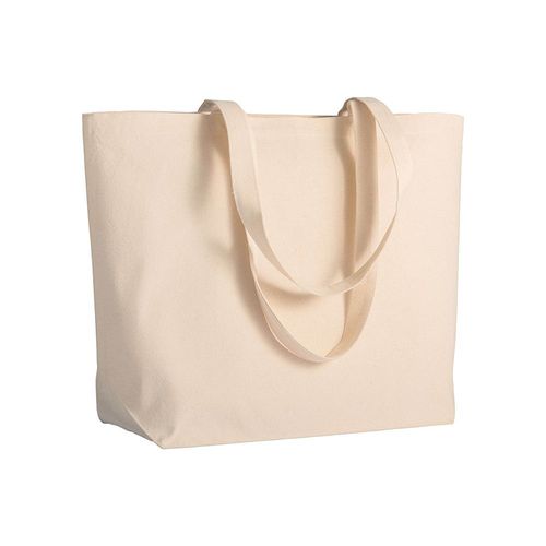 Shopper avec soufflet à la base en coton 280 g/m2, anses longues - 1