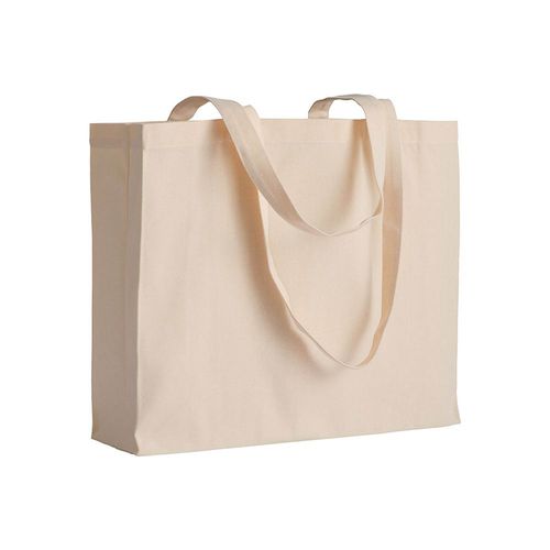 Shopper avec soufflet en coton 200 g/m2, anses longues - 1