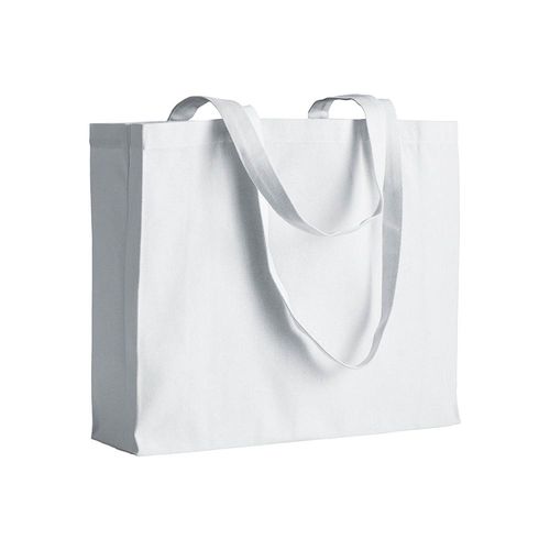 Sac shopping en coton (200 g/m2), anses longues et soufflet - 1