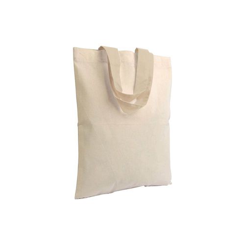 Mini Sac Shopping en coton naturel (135 g/m2), anses courts colorés - 1