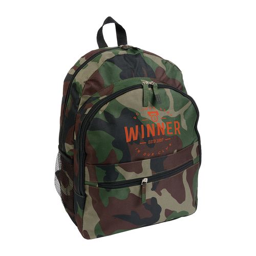 Sac à dos en polyester 600 D avec 6 poches dont 2 latérales en filet. Poche frontale - 4