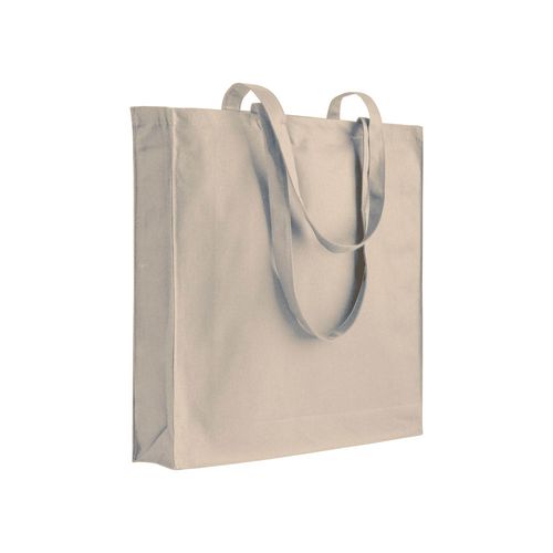 Shopper avec soufflet en coton 250 g/m2, anses longues et fermeture avec zip - 1