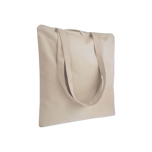 Shopper en coton 220 g/m, anses longues anses longues et fermeture avec zip - 1