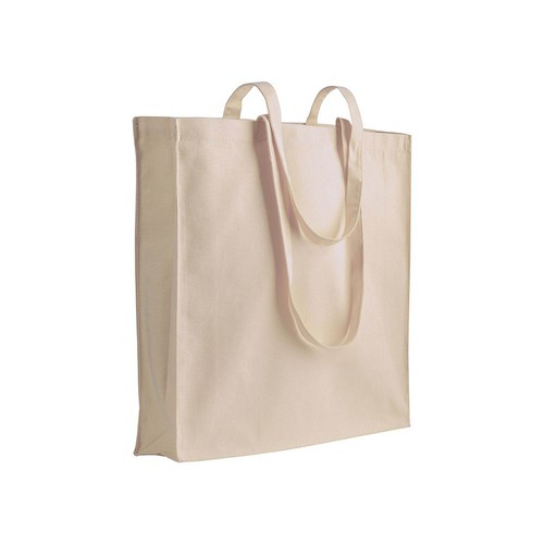 Shopper avec soufflet en canvas 280 gr/m2, anses longues - 1