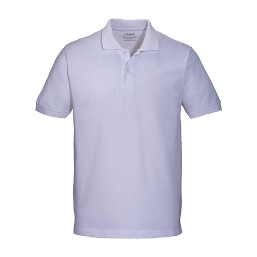 Polo unisexe blanc en coton et polyester régénérés de 200 g/m2 - 1