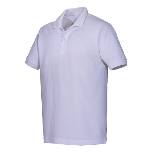 Polo unisexe blanc en coton et polyester régénérés de 200 g/m2 - 4