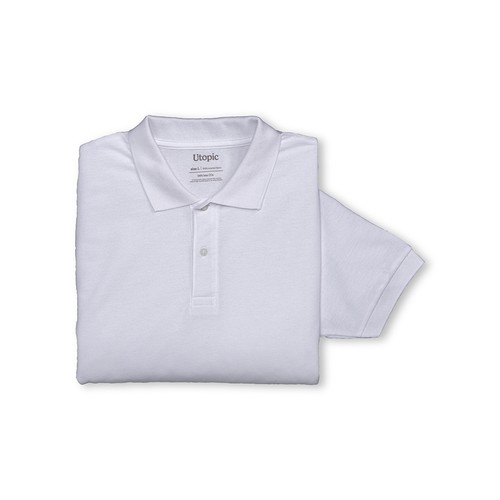 Polo unisexe blanc en coton et polyester régénérés de 200 g/m2 - 5