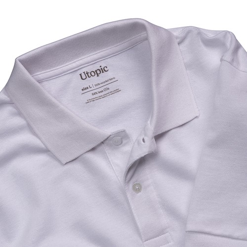 Polo unisexe blanc en coton et polyester régénérés de 200 g/m2 - 6