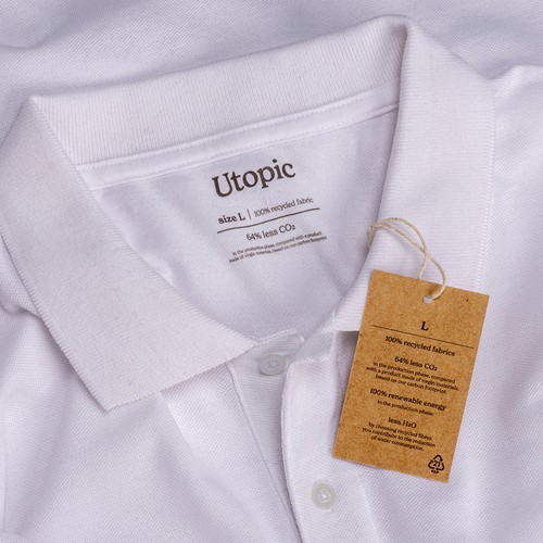 Polo unisexe blanc en coton et polyester régénérés de 200 g/m2 - 8