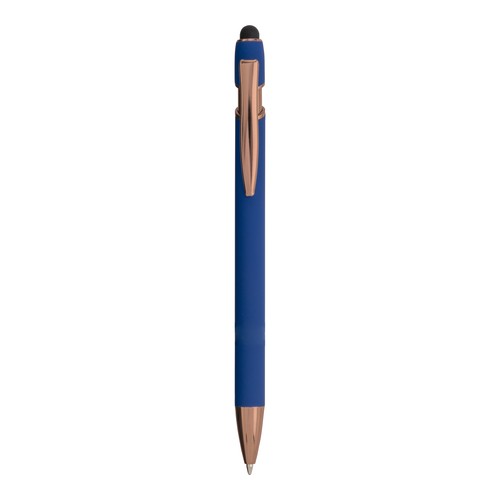 Stylo à bille en aluminium caoutchouté avec gomme pour écran tactile et clip en métal - 2