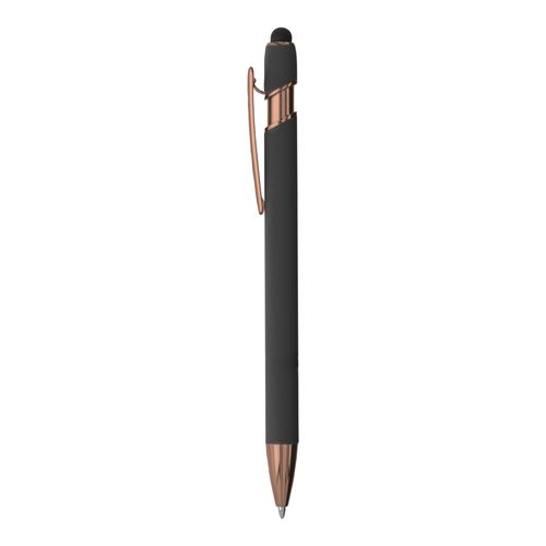 Stylo à bille en aluminium caoutchouté avec gomme pour écran tactile et clip en métal - 2
