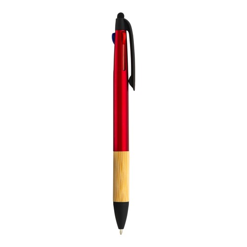 Stylo à bille en plastique personnalisé avec 3 recharges, avec gomme pour écran tactile, grip bambou