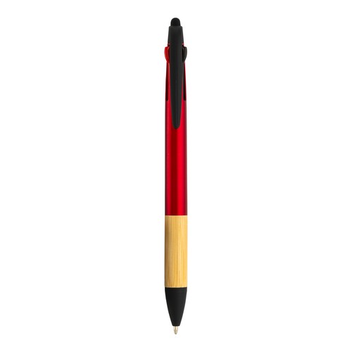 Stylo à bille en plastique avec 3 recharges, avec gomme pour écran tactile, grip bambou - 2