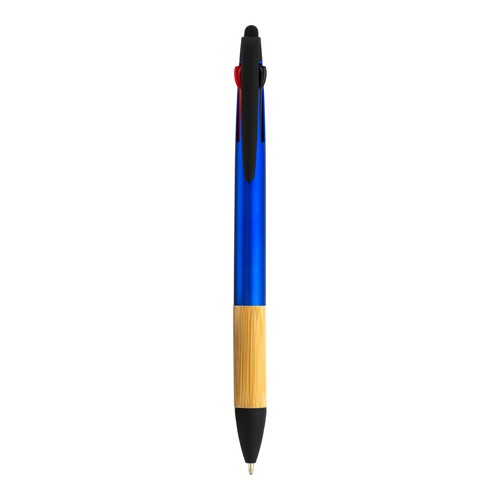 Stylo à bille en plastique avec 3 recharges, avec gomme pour écran tactile, grip bambou - 1