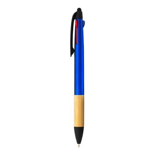 Stylo à bille en plastique avec 3 recharges, avec gomme pour écran tactile, grip bambou - 2