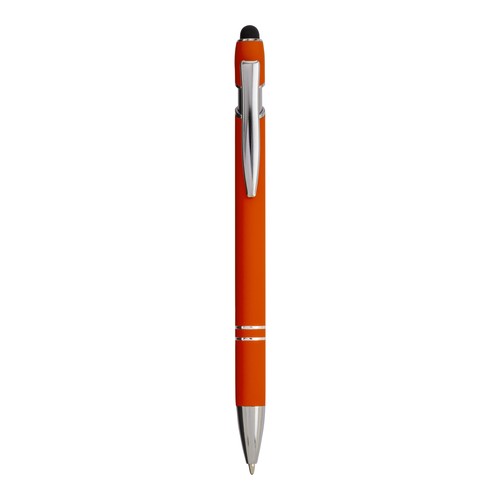 Stylo à bille en aluminium caoutchouté avec gomme pour écran tactile et clip en métal - 2