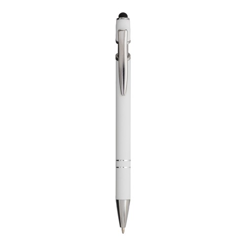 Stylo à bille en aluminium caoutchouté avec gomme pour écran tactile et clip en métal - 1