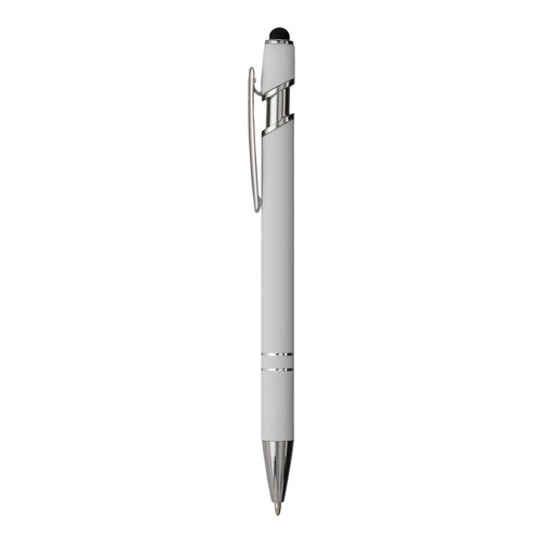 Stylo à bille en aluminium caoutchouté avec gomme pour écran tactile et clip en métal - 2