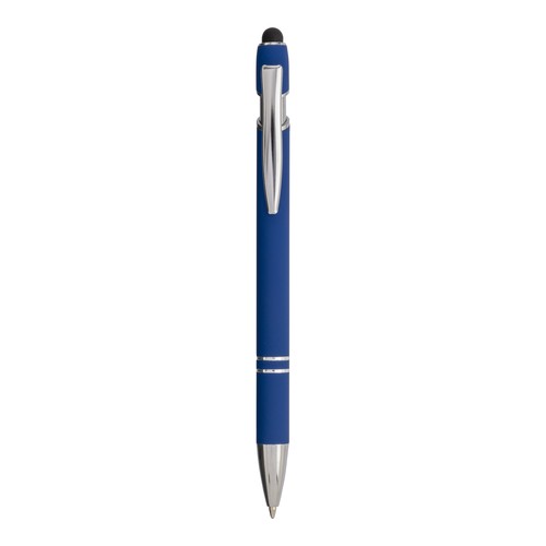 Stylo à bille en aluminium caoutchouté avec gomme pour écran tactile et clip en métal - 2