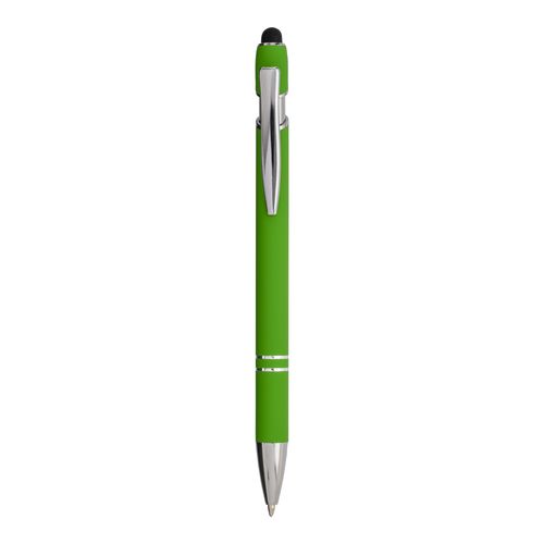 Stylo à bille en aluminium caoutchouté avec gomme pour écran tactile et clip en métal - 1