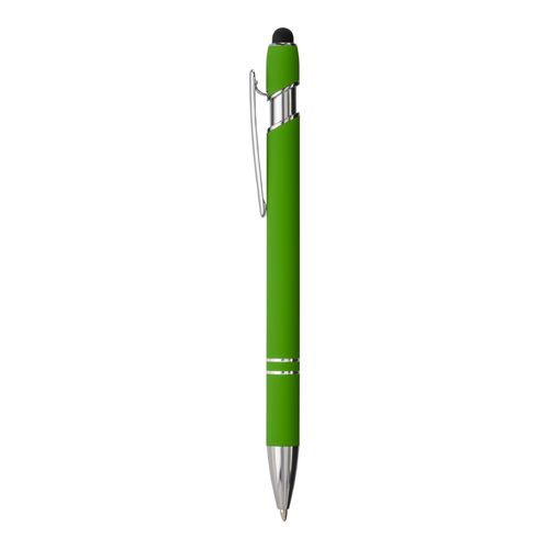 Stylo à bille en aluminium caoutchouté avec gomme pour écran tactile et clip en métal - 2