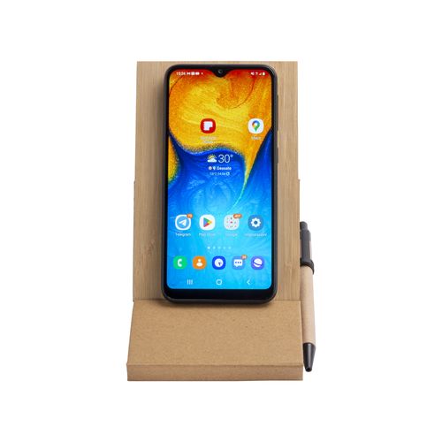 Bloc-notes avec couverture en bambou, stylo et support pour téléphone - 7