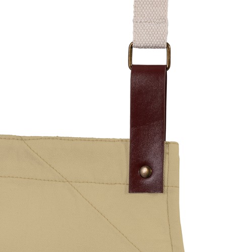 Tablier de cuisine en coton 280 g/m2 avec 2 poches frontales, bretelles réglables en PU. - 3